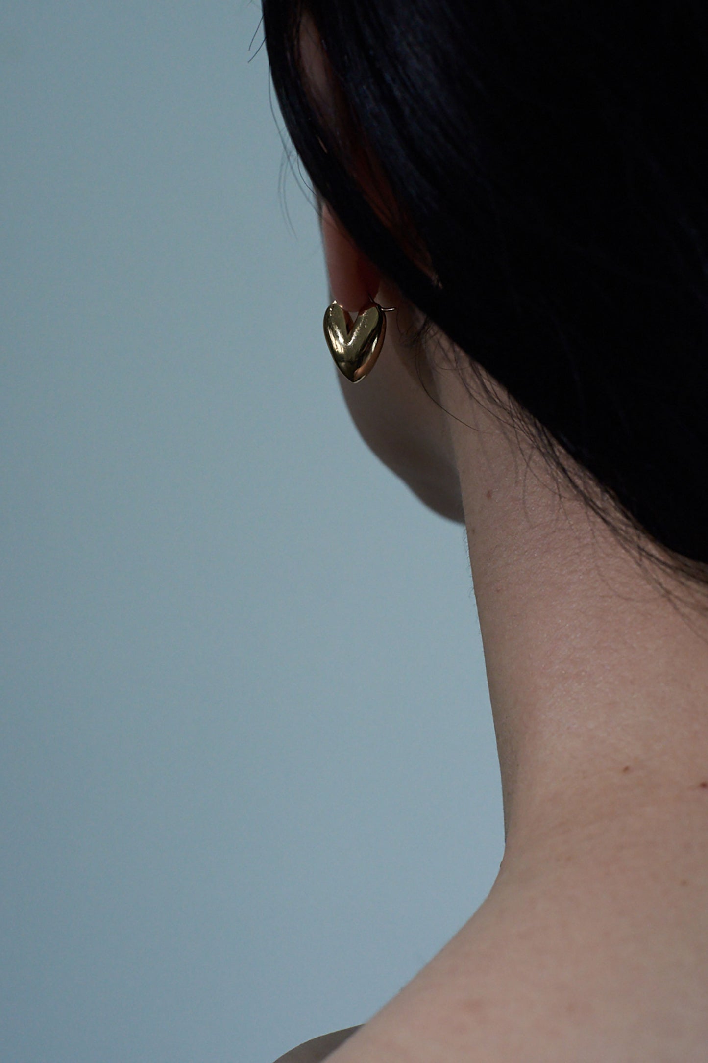 TINY PUFFY HEART HOOPS(1PIECE)