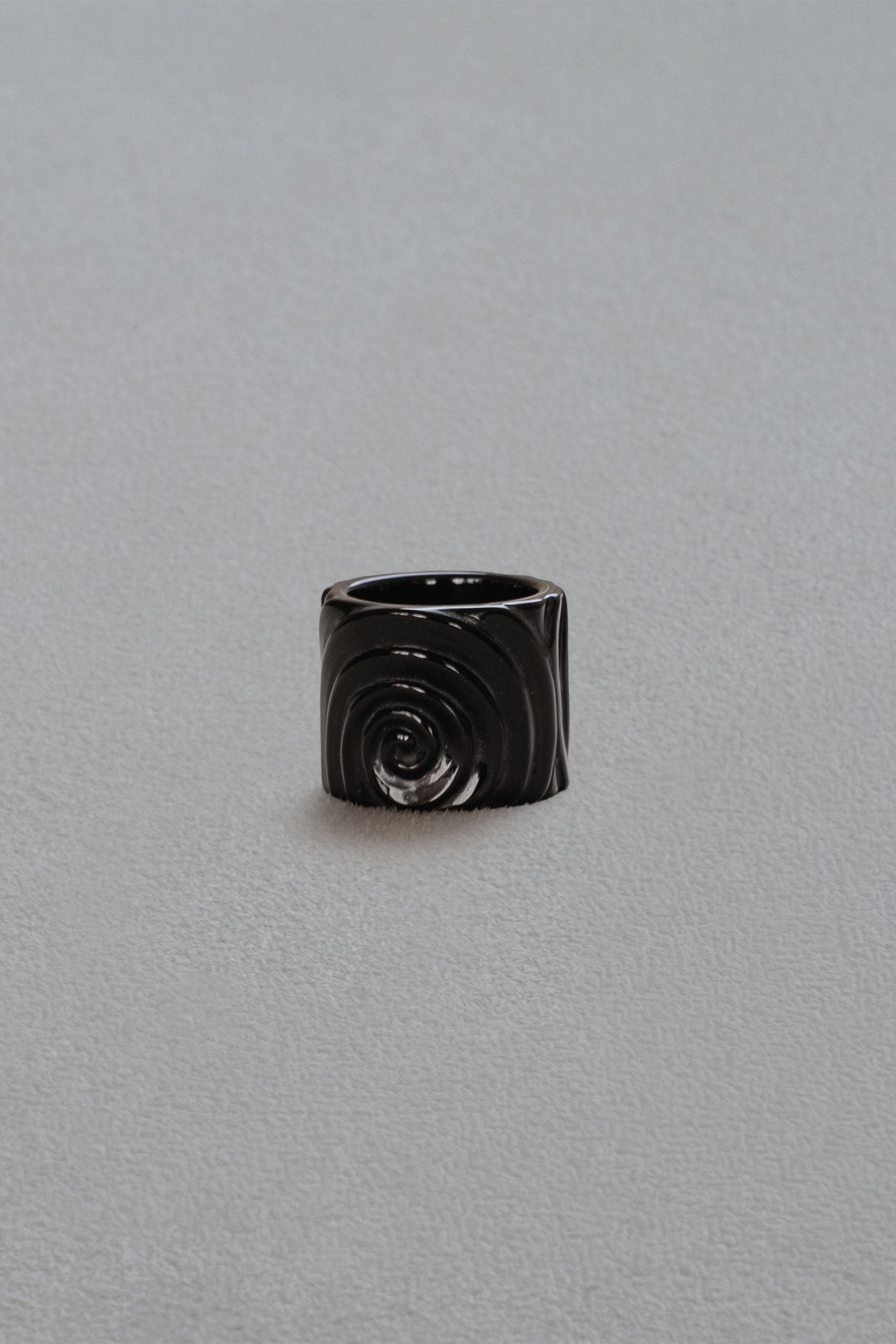 SWIRL STONE RING/OBSIDIAN